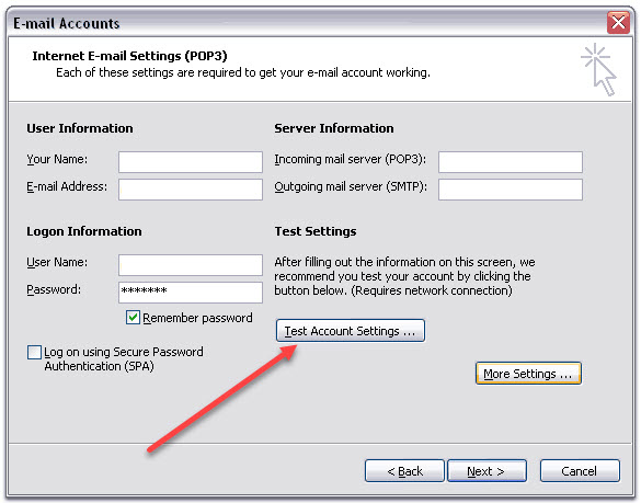 Setting up Email in Outlook 2003 (IMAP)