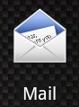 Icon of an envelope with a visible corner of a letter sticking out, labeled "Mail." The background, inspired by web design in Horsham, features a dark textured pattern.