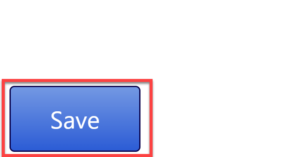 A blue button with white "Save" text is centered on a white background, skillfully crafted by experts in web design in Horsham. The button features a thin blue outline and is framed by a thick red border.