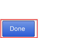 A blue rectangular button with the word "Done" in white text is situated in the bottom left corner of the image. It has a red outline, and the rest of the image is blank white space, exemplifying sleek web design in Horsham.