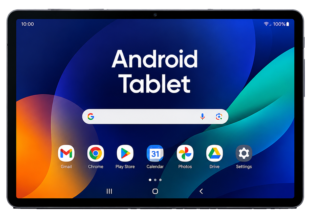 Android tablet showing email setup guide